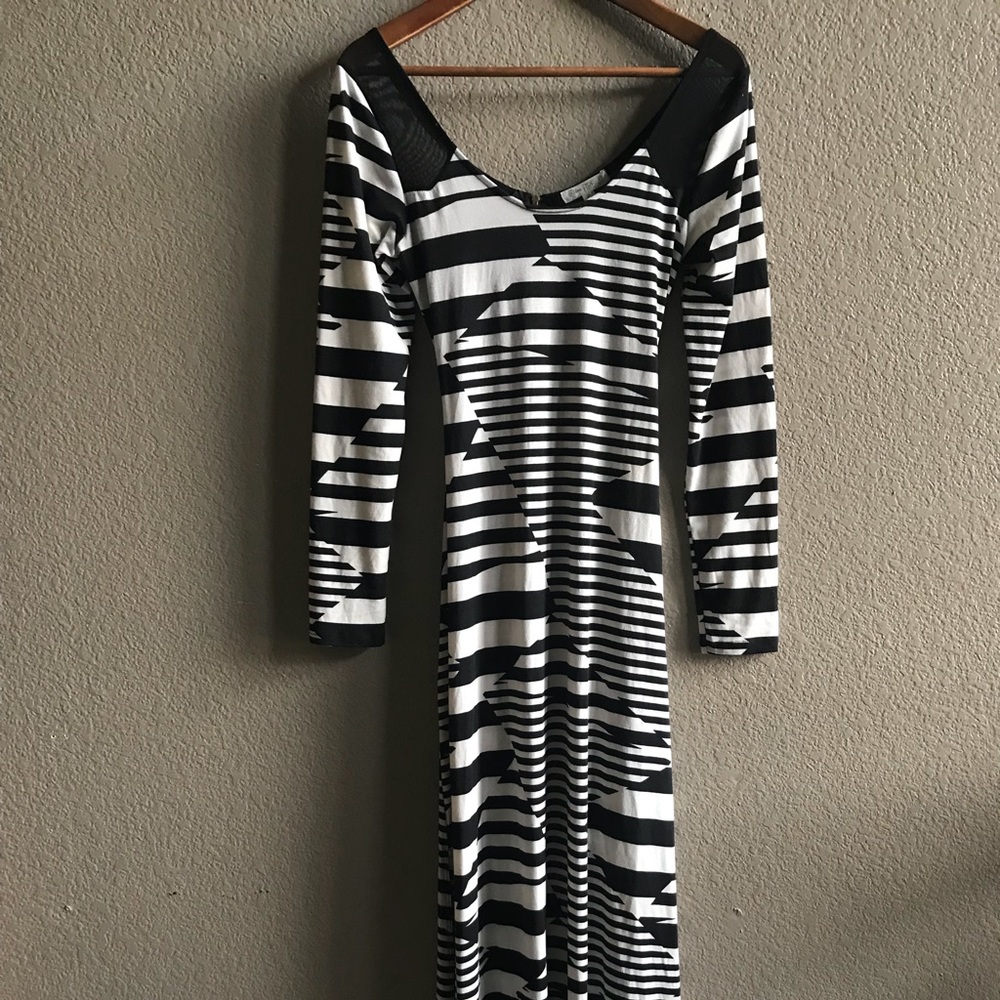 Black & white striped maxi dress